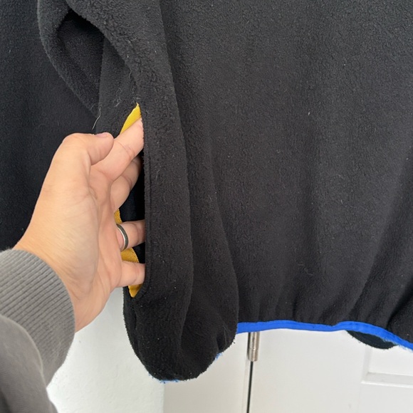 VINTAGE 90S LL BEAN BLACK BLUE FLEECE SNAP T MENS MEDIUM - Picture 3 of 5